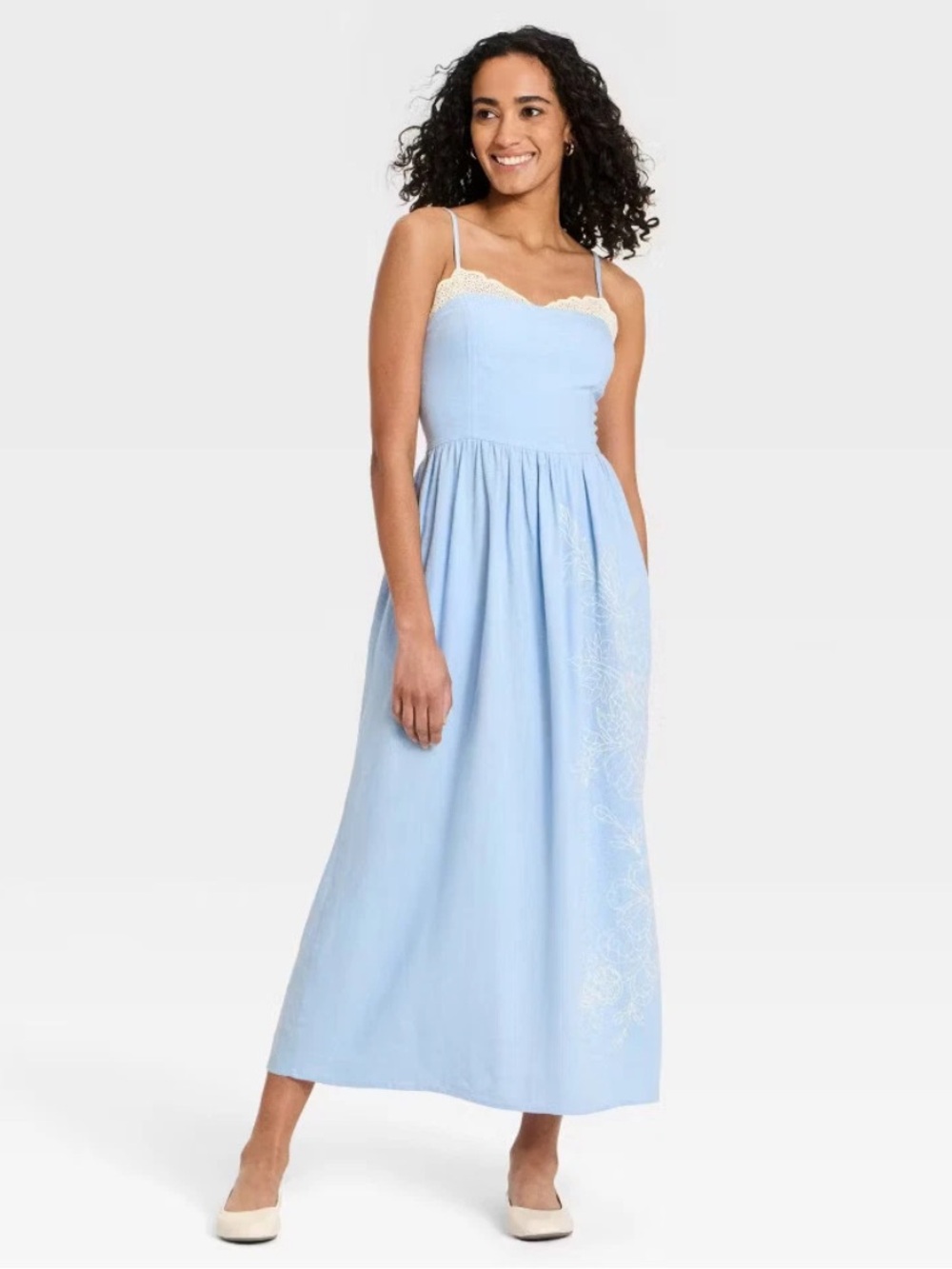 NWT Light Blue Universal Thread Sleeveless Cutwork Midi Sundress- Small